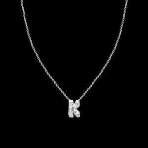 Crystal & Silvertone with Swarovski Alphabet Personalized Necklace -18" Letter-K